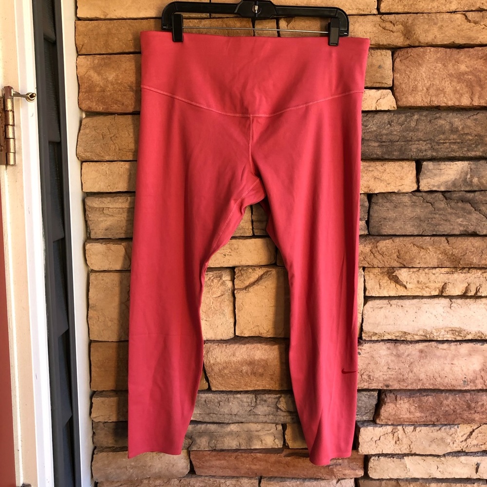 Nike pink Dri-Fit One Luxe mid rise active leggings NWT 1X